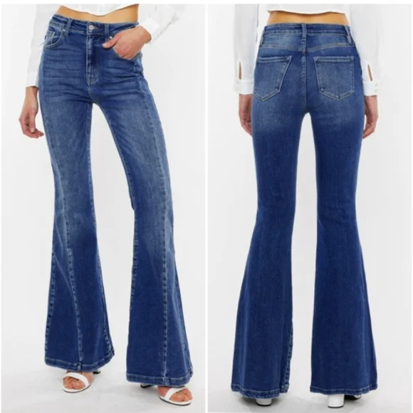 Sz 12 Long - Kancan Amayah Super High Rise Front Seam Super Flare Jeans sz 13/30 - Picture 1 of 5